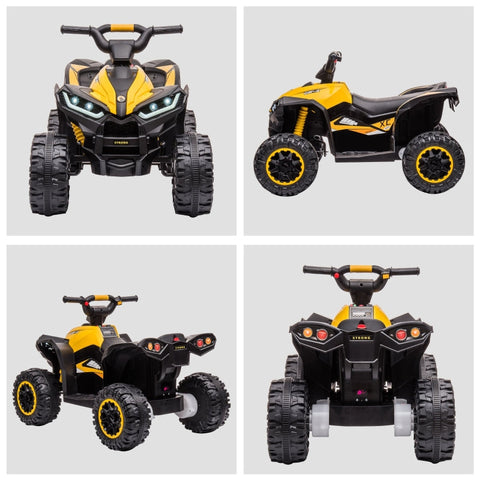 Rootz Kids Electric Quad - Ride on 4 Wheeler - Yellow + Black - LED Headlights - MP3 Player - 83cm x 53cm x 55.5cm