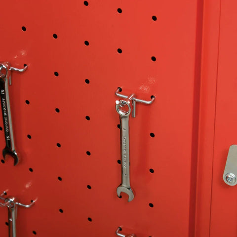 Rootz 2-in-1 Tool Trolley - Mobile Trolley - Tool Cabinet - 3 Drawers - Tool Board - Steel Housing - Red - 46L x 28W x 94H cm