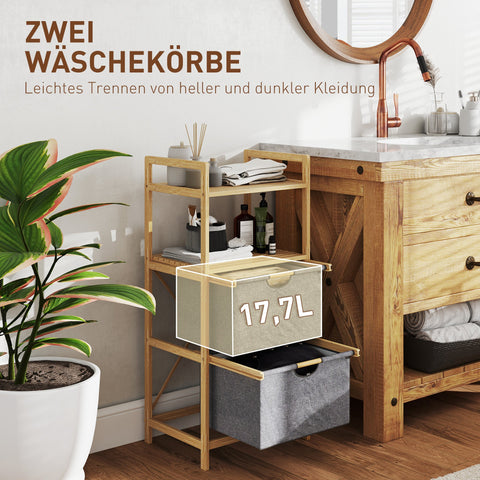 Rootz Bamboo Laundry Rack - Clothes Organizer - Storage Solution - Space Saving - 44W x 34D x 96H cm