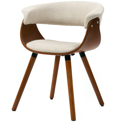 Rootz Dining Chair - Seating - Curved Backrest Support - Elegant Linen Look - 62x55x75cm - Brown