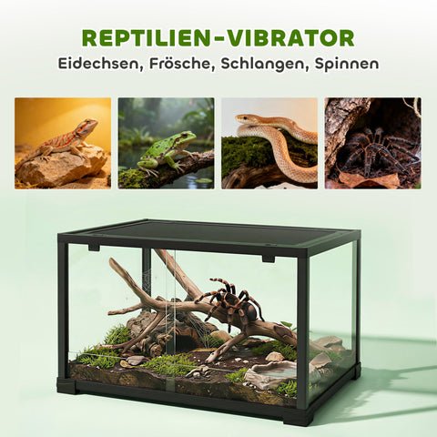 Rootz Reptile Terrarium 86L - Vivarium - Habitat Enclosure - Secure Locking, 360° View - Safe & Easy Access - 60 x 45 x 32 cm, Black