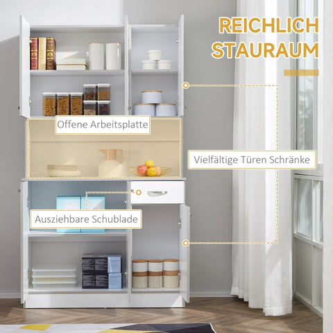 Rootz Kitchen Cabinet - Buffet Cupboard - Microwave Stand - Chipboard Material - 101cm x 39cm x 180cm