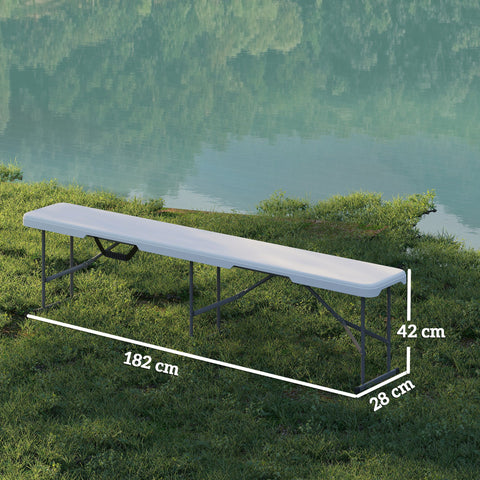 Rootz Campingbank - Outdoor Plastic Bench - Folding Picnic Seat - 240kg Capacity - 182cm x 28cm x 42cm - Waterproof & Durable