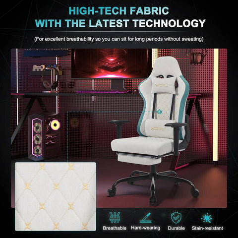 Rootz Ergonomic Massage Gaming Chair - Office Chair - Swivel Chair - High Back - Breathable Fabric - Lumbar Support - 50cm x 48cm x 75.5cm