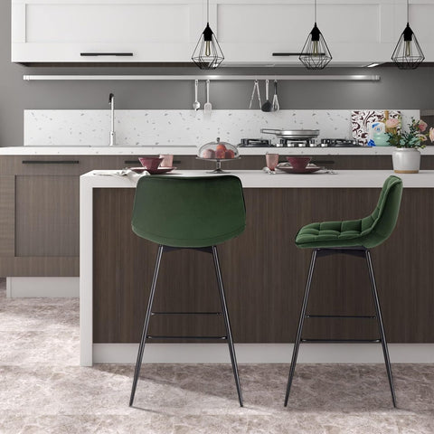 Rootz Bar Stool - Counter Stool - Designer Stool - Velvet & Metal - Comfortable & Ergonomic - Stable & Durable - Versatile & Stylish - 43cm x 35.5cm, Seat Height 64cm