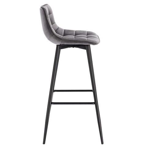 Rootz Velvet Bar Stool - Counter Stool - Upholstered Stool - Comfortable High-Density Sponge - Durable Metal Frame - Versatile Design - 43cm x 35.5cm x 64cm