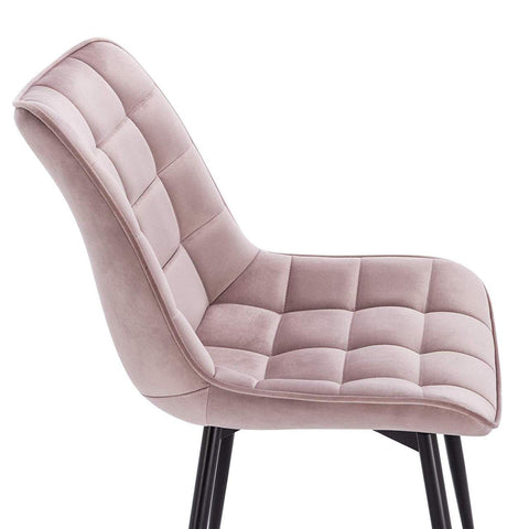 Rootz Set of 2 Dining Chairs - Velvet Chairs - Metal Chairs - Ergonomic Design - Durable & Sturdy - Floor Protection - 46 x 40.5 cm Seat Size