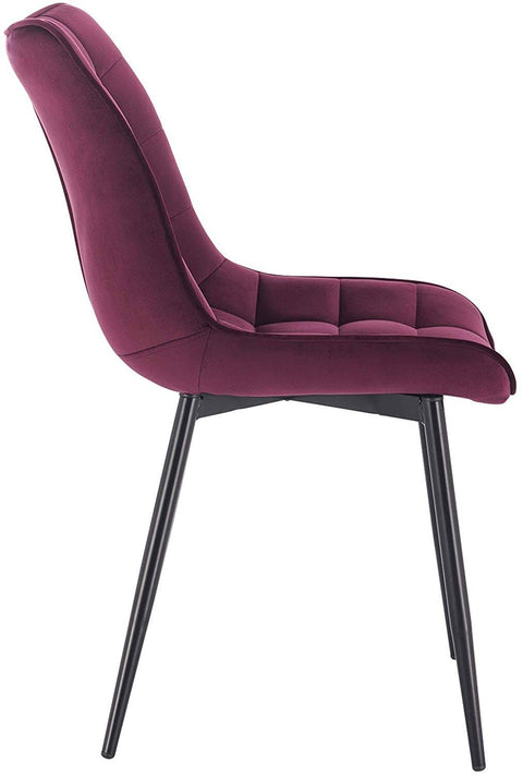 Rootz Set of 2 Dining Chairs - Velvet Seating - Metal Frame - Ergonomic Design, Durable, Comfortable - Bordeaux - 46cm x 40.5cm x 85.5cm