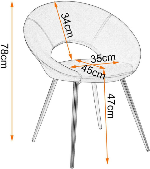 Rootz Set of 4 Dining Chairs - Velvet Upholstered - Gold Metal Legs - Ergonomic Design - Stylish & Modern - Durable & Stable - 78cm x 35cm x 45cm