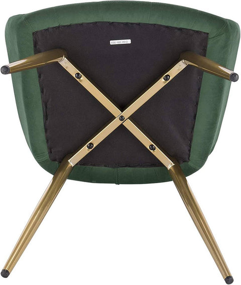Rootz Velvet Dining Chairs - Set of 2 - Golden Legs - Comfortable, Durable, Easy Assembly - Dark Green - 43cm x 55cm x 81cm