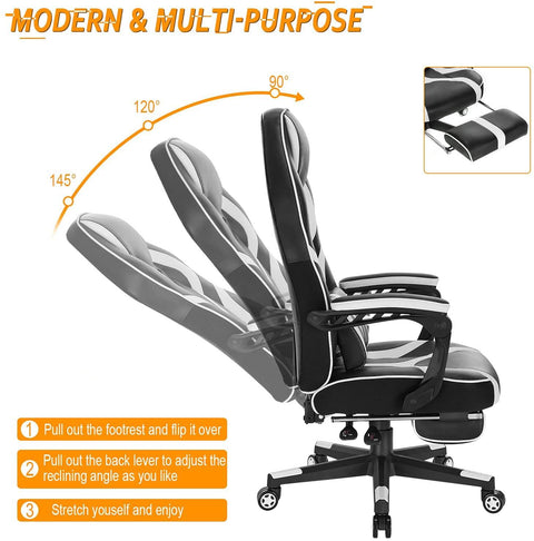 Rootz Ultimate Comfort Gaming Chair - Ergonomische bureaustoel - Verstelbare computerstoel - Hoogwaardig kunstleer - Verstelbare hoogte 115-123 cm - Zitting 55 cm x 62 cm