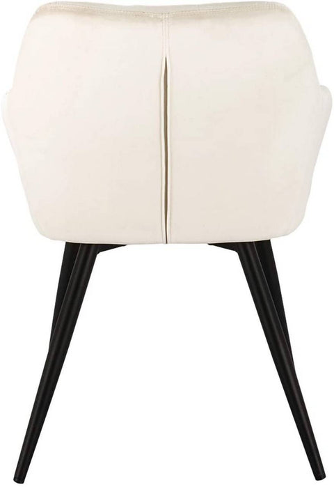 Rootz Set of 2 Dining Chairs - Velvet Armchairs - Cream White Metal Legs - Comfortable & Ergonomic - Durable & Stable - Versatile & Stylish - 49cm x 43cm x 81cm
