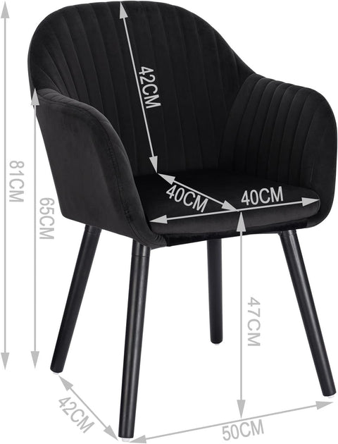 Rootz Set of 4 Dining Chairs - Velvet Upholstered - Comfortable Seating - Durable & Sturdy - Versatile Design - Easy Assembly - 81cm x 40cm x 42cm