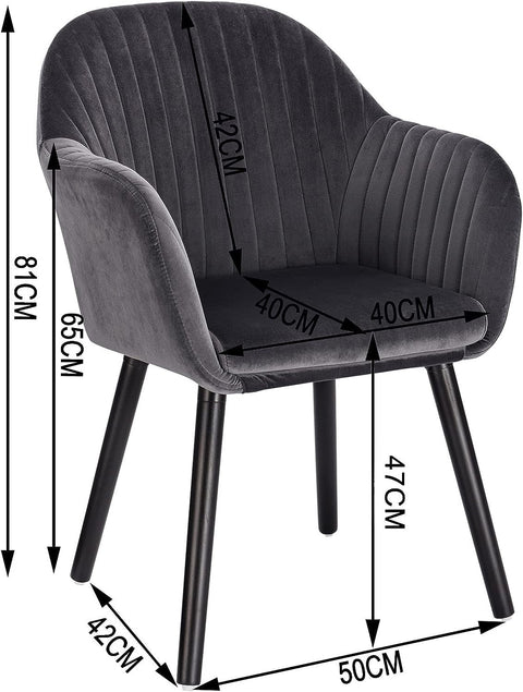 Rootz Set of 4 Dining Chairs - Velvet Chairs - Comfortable Seating - Easy Assembly, Durable, Ergonomic Design - 81cm x 40cm x 40cm