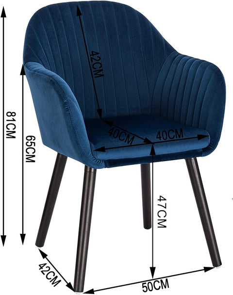 Rootz Set of 2 Dining Chairs - Velvet Upholstered - Ergonomic & Comfortable - Durable & Easy Assembly - 81cm x 40cm x 40cm