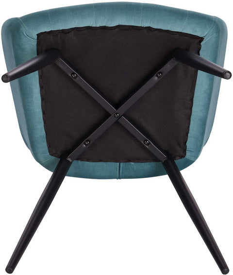 Rootz Set of 2 Dining Chairs - Armchairs with Velvet Seat - Turquoise Metal Legs - Comfortable & Ergonomic - Durable & Stable - Stylish & Versatile - 49cm x 43cm x 81cm