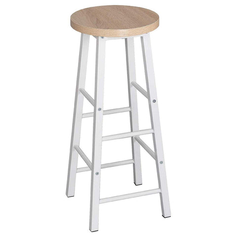 Rootz Industrial Bar Stool - Counter Stool - Metal and Wood Stool - Sturdy Construction - Versatile Use - Floor Protection - Seat Height 71cm, Diameter 30cm