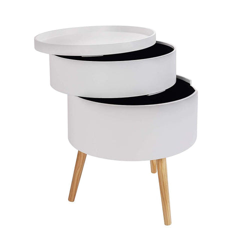 Rootz Scandinavian Round Bedside Table - Nightstand - Storage Table - Ample Storage - Chic Design - Durable Construction - 38cm x 49cm x 38cm