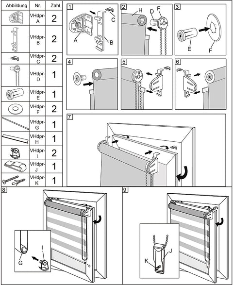 Rootz Double Roller Blind - Duo Rollo - No Drill Install - Sun & Privacy Protection - White 55x150cm