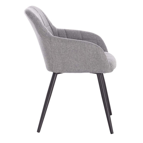 Rootz moderne linnen eetkamerstoel - Ergonomische stoel - Comfortabele zit - Ademende stof, ondersteunend ontwerp, duurzame metalen poten - 49 cm x 43 cm x 81 cm