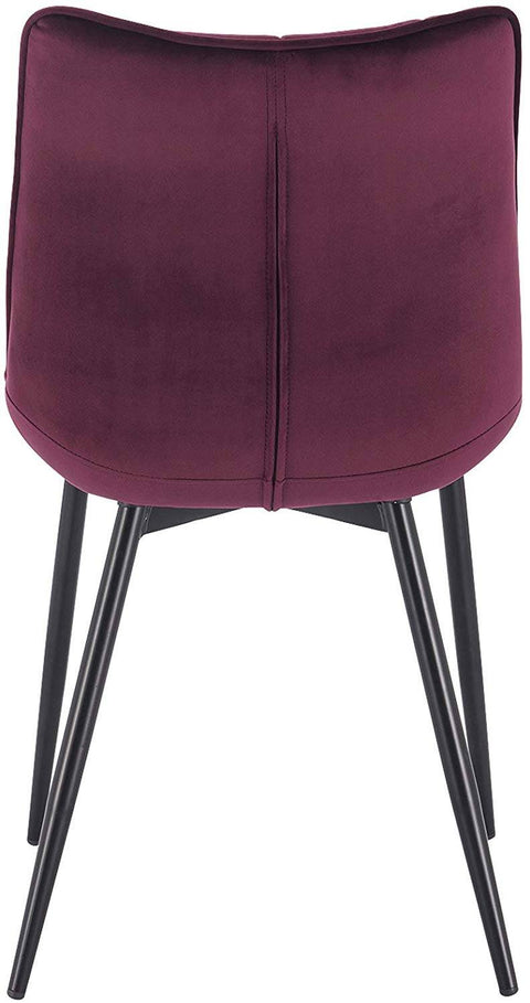 Rootz Set of 2 Dining Chairs - Velvet Seating - Metal Frame - Ergonomic Design, Durable, Comfortable - Bordeaux - 46cm x 40.5cm x 85.5cm