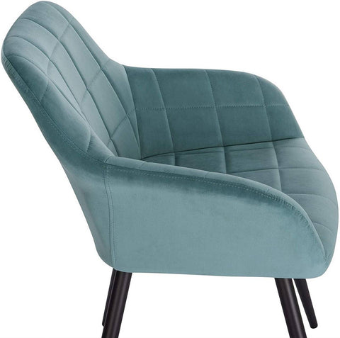 Rootz Set of 2 Dining Chairs - Armchairs with Velvet Seat - Turquoise Metal Legs - Comfortable & Ergonomic - Durable & Stable - Stylish & Versatile - 49cm x 43cm x 81cm