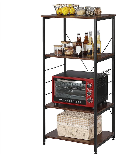 Rootz Modern Kitchen Shelf - Storage Rack - Display Unit - Eco-Friendly MDF & Metal - Stable & Durable - Easy Assembly - 60cm x 40cm x 124cm