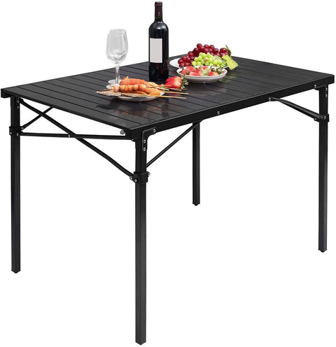 Rootz Portable Aluminum Camping Table - Outdoor Table - Folding Table - Durable, Lightweight, Easy Assembly - 69cm x 70cm x 104cm