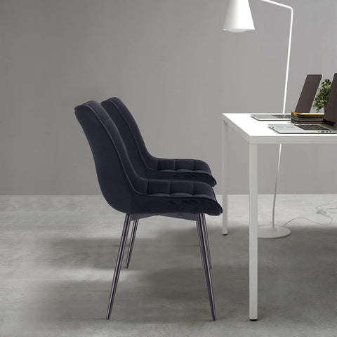 Rootz set van 2 eetkamerstoelen - fluwelen stoelen - metalen stoelen - ergonomisch ontwerp - duurzaam en stevig - comfortabele zit - 46 x 40,5 cm zitmaat
