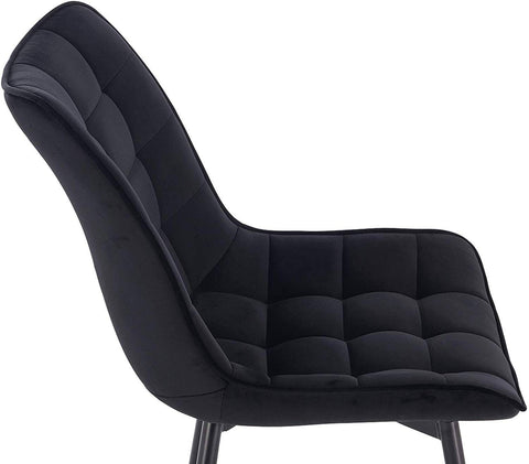 Rootz set van 2 eetkamerstoelen - fluwelen stoelen - metalen stoelen - ergonomisch ontwerp - duurzaam en stevig - comfortabele zit - 46 x 40,5 cm zitmaat