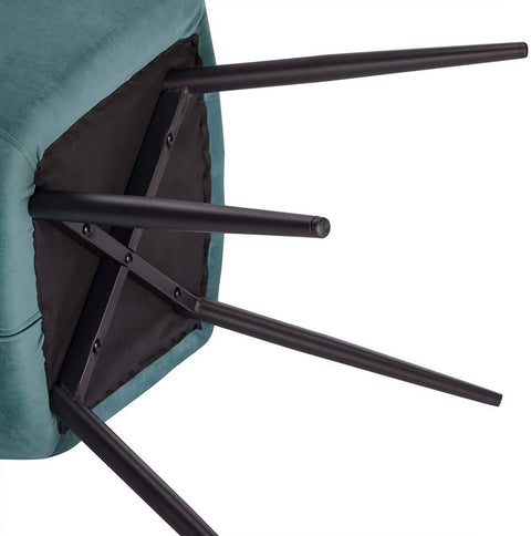 Rootz Set of 2 Dining Chairs - Armchairs with Velvet Seat - Turquoise Metal Legs - Comfortable & Ergonomic - Durable & Stable - Stylish & Versatile - 49cm x 43cm x 81cm