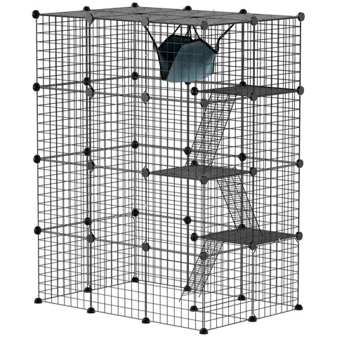 Rootz Katzkage Cat Cage - Indoor Cat Enclosure - DIY Cat Playhouse - Spacious Design - 105cm x 70cm x 140cm