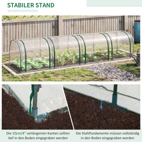 Rootz Tunnel Greenhouse - Plant Shelter - Garden Greenhouse - High Stability - Easy Access - Lightweight and Portable - 395cm x 100cm x 80cm - Steel Frame