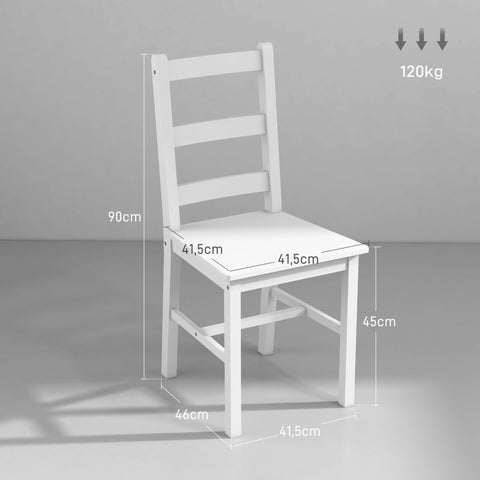 Rootz 2 Set Dining Chairs - Kitchen Chairs - Wood Kitchen Chairs - Excellent Back Support - 41.5 x 46 x 90 cm - White
