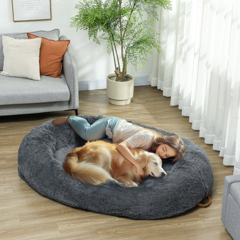 Rootz Dog Bed - Pet Couch - Washable Covers - Dual Comfort - 175cm x 115cm x 35cm, Grey