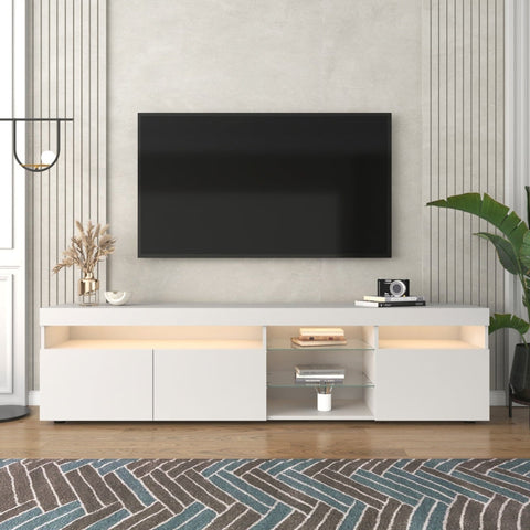 Rootz Modern TV Cabinet - Media Console - Entertainment Stand - LED Lighting - 180L x 35W x 45H cm