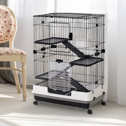Rootz Small Animal Cage - Pet Enclosure - Rolling Cage - Easy Clean - 81.2cm x 52.7cm x 110cm