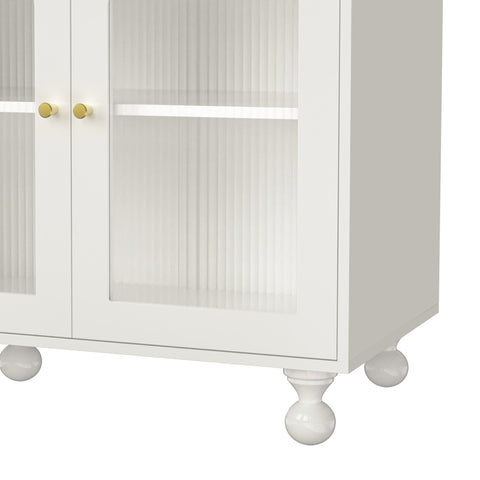 Rootz White Sideboard - Multifunctional Storage Cabinet - Dining Room Cupboard - Anti-Tipping Design - 120cm x 40cm x 75.5cm