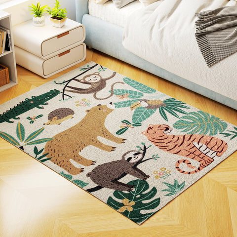 Rootz Fleece Carpet Jungle Pattern - Area Rug - Soft Sherpa - Easy Care - 160cm x 120cm x 0.7cm