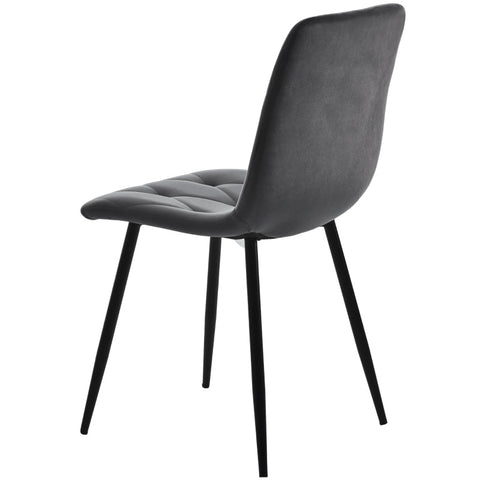 Rootz 4 Piece Set Gray Velvet Dining Chairs - Elegant Seating - Comfortable Chairs - Sturdy Black Metal Legs - 45L x 40W x 86H cm