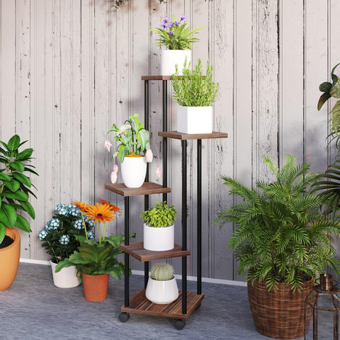 Rootz 5 Level Flower Stand - Plant Stand - Offset Design - Optimal Sunlight - 59l x 59b x 110h cm