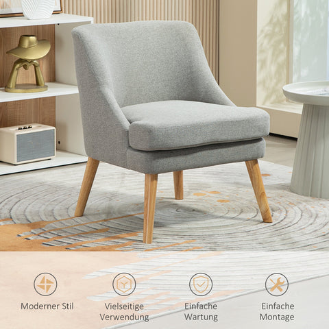 Rootz Linen Look Padded Lounge Chair - Armchair - Recliner Chair - Ultimate Comfort - 63cm x 69cm x 79.5cm