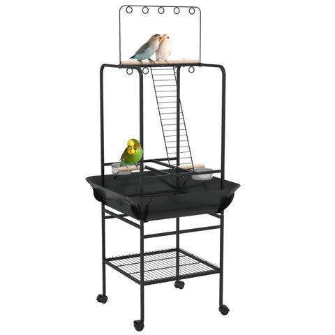 Rootz Bird Playground on Wheels - Avian Activity Center - Parrot Playstand - Portable Fun - 62.5cm x 62.5cm x 155cm