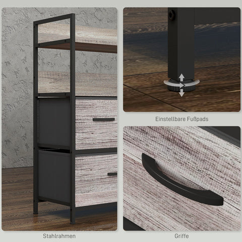 Rootz Fabric Chest of Drawers - Storage Organizer - Clothing Unit - 5 Foldable Drawers - Steel Frames - 98cm x 29cm x 85cm