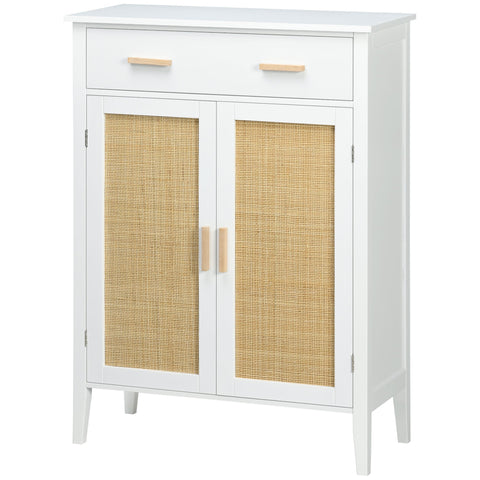 Rootz Shoe Cabinet Storage - Sideboard - Organizer - Woven Look - Ample Storage - 80 x 35 x 110 cm White