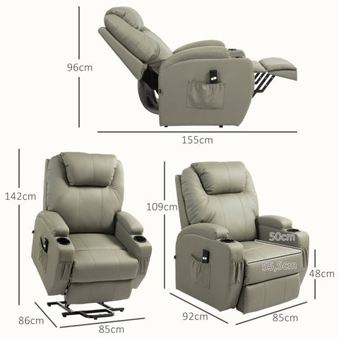 Rootz Electric Stand-Up TV Recliner - Cinema Seat - Remote Control Recliner - Senior Chair - 85cm x 92cm x 109cm