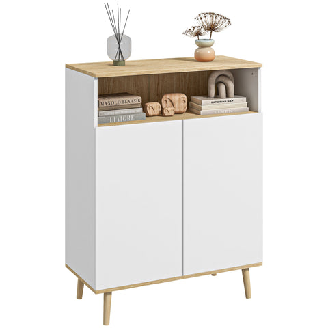Rootz Scandinavian Storage Unit - Sideboard - 2-Door Cabinet - Space-Saving - 80W x 38D x 102H cm