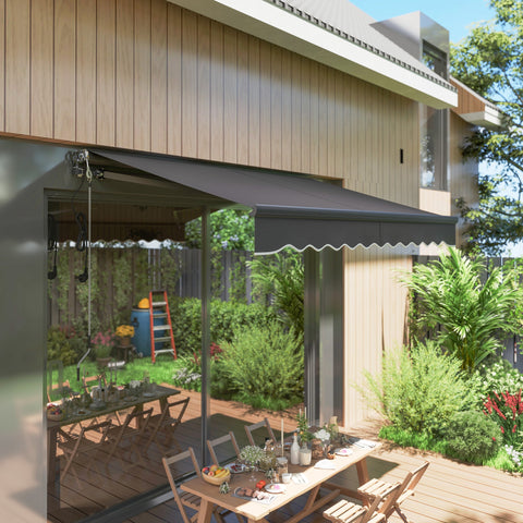 Rootz Klemmmarkise Awning - Retractable Canopy - Sun Shade - UV Protection - 296cm x 250cm - Durable Aluminum & Polyester Fabric