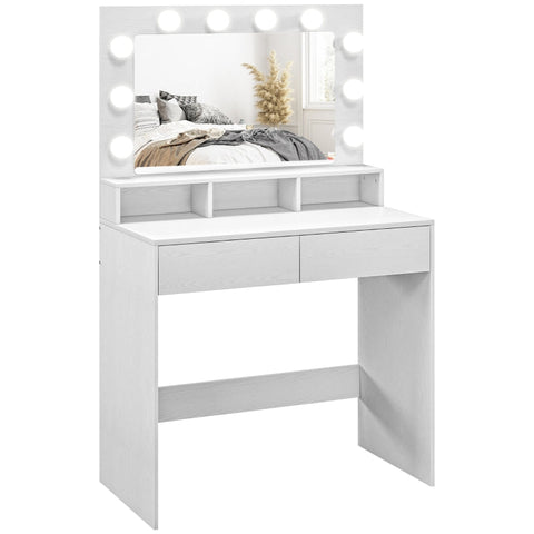 Rootz Dressing Table - Vanity Desk - Makeup Table - Ample Storage & Lighting - 80W x 40D x 135H cm