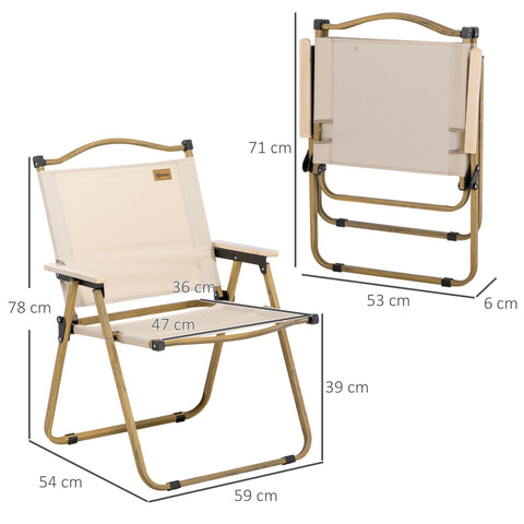 Rootz Camping Chairs 2 x - Beach Chair - Foldable Steel - Easy Travel - 54cm x 59cm x 78cm